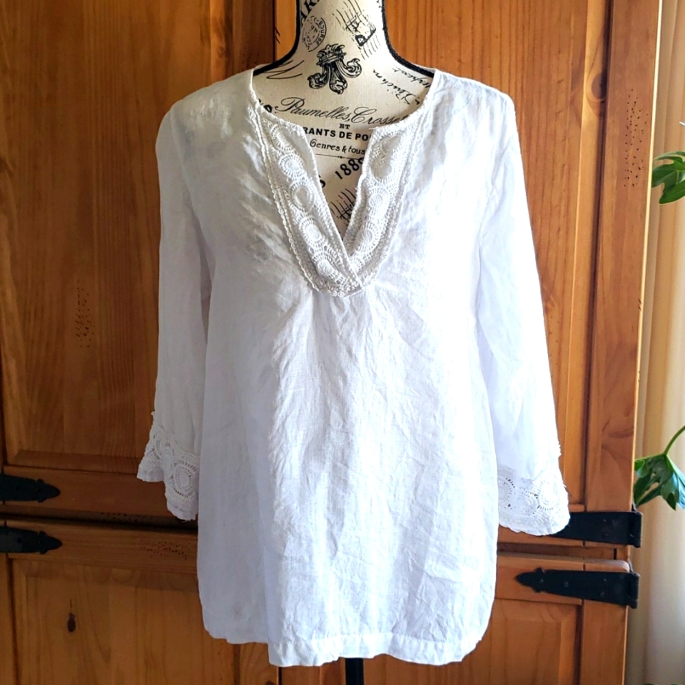 Sigrid Olsen 100 % Linen Top - image 1